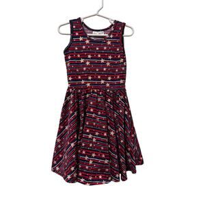 Dot Dot Smile Twirl Tank Skater Dress Red White Blue Patriotic Stars  Size 3/4